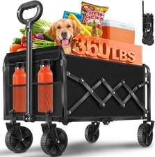 Wagons Carts Foldable Collapsible Wagon with 2 Cup Holders Lightweight 360 LB