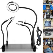 Soldering Helping Hands Third Hand Tool with LED Magnifier for PCB Repair 4 Arms