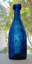 Rare M. R. Sacramento Cobalt Blue Pontil California Gold Rush Era Blob Top Soda
