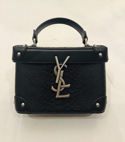 YSL BLACK MINI HANDLE MONOGRAM BOX BAG