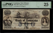 1860's $500 Obsolete - New Orleans, Bank of Louisiana - PMG 25