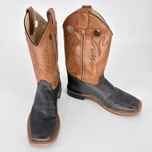 Cody James Mens BBSC1810 Western Boots Black Tan Square Toe Leather Size 7D