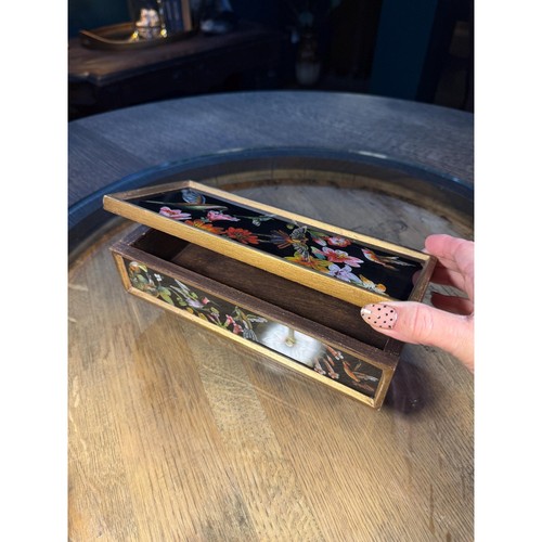 Vintage Kolibri Box handbemalt Holz & Glas - Bild 3 von 18