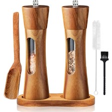 Salz Pfefferm&uuml;hle Set Holz 2er Keramik Mahlwerk Manuell