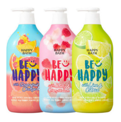 HAPPY BATH Be Happy 3EA Body Wash 900ml Citrus&Lime Berry&Cherry Blossom Orange