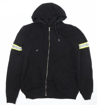 Paul Galvin Herren Hoodie schwarz durchgehender Reißverschluss reflektierend Größe M