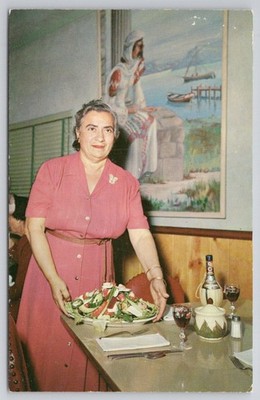 1951 Tarpon Springs FL Louis Pappas Riverside Cafe Greek Salad Postcard