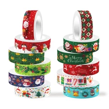 Christmas Washi Tape 12 Rolls Santa Claus Washi Tape Set Packing Tape Washi Mask