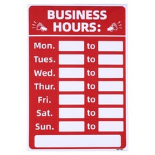 Business Hour Sign, 1 PVC Operation Time Set with Sticker Number, Red