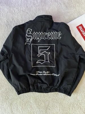 Supreme Black Men's Windbreaker Jacket Full Zip Stand Collar
