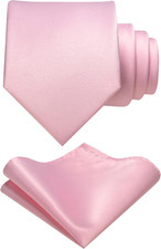 Solid Color Tie and Pocket Square Hankerchief with Lapel Pin Set for Men