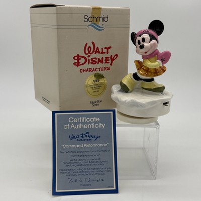 Schmid Walt Disney Minnie Mouse Skaters Waltz Music Box Command Performance vtg