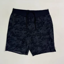 Ten Thousand Interval Short Men's Large 9” Inseam Lined Black Camo Workout