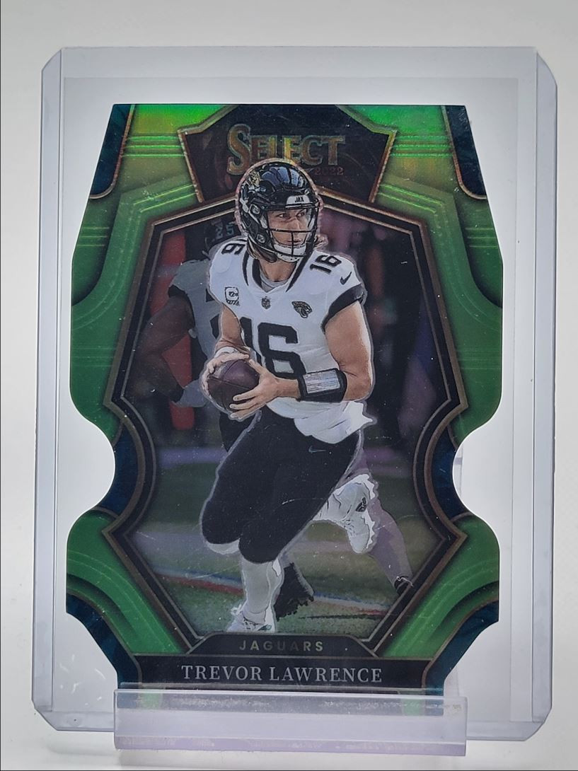 TREVOR LAWRENCE 2022 SELECT PREMIER LEVEL NEON GREEN DIE CUT /299 Q3844