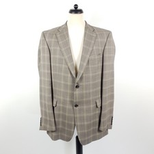 Strellson Jacket Coat Mens Size 106 Gray Beige Plaid Wool Jacket Coat
