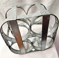 Vintage Metal Milk Bottle Carrier 4 Bottle Caddy Crate Wood Handle Farmhouse