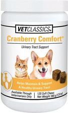 Vet Classics Cranberry Comfort Urinary Tract Support Dog, Cat Supplement, 120 ct