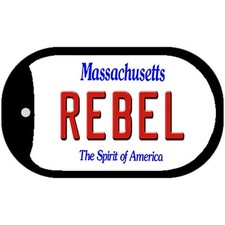 Rebel Massachusetts Novelty Metal Dog Tag Necklace 2" x 1"