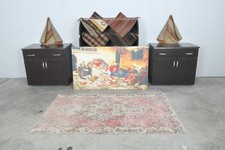 3x6 ft rugs, antique turkish carpet vintage oushak rug hand-knotted wool rug,301