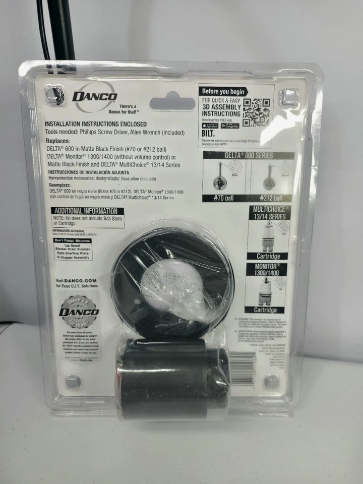 Kit de ajuste Danco 11084 para grifos de bañera/ducha de monitor Delta 600 negro mate Foto 2 de 2