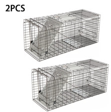 2X Humane Animal Trap Steel Cage for Live Rodent 32" Control Rat w/Iron Door
