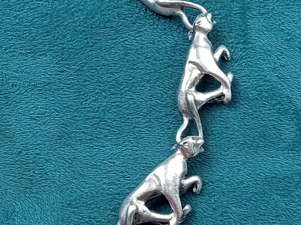 ¿León de montaña, jaguar, león de plata esterlina? Pulsera de eslabones: 8,25" Foto 3 de 4