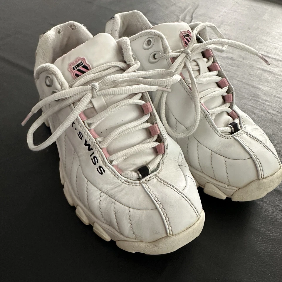 K-Swiss Mujer 7 Blanco Impactante Rosa Zapatos Tenis De Colección 70 Foto 3 de 4