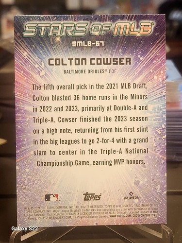 Colton Cowser 2024 Topps Update Stars Of MLB #SMLB-67 Rookie Baltimore Orioles - Picture 2 of 2