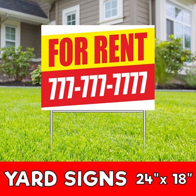 FOR RENT Yard Sign Corrugate Plastic with H-Stakes Lawn Realtor Lease Room House