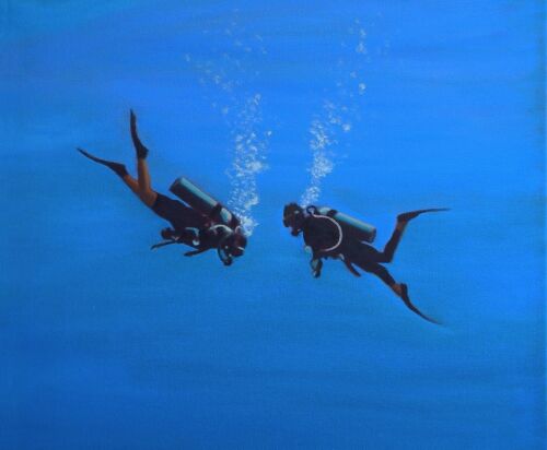 Deep Sea Divers Underwater Mako Shark - giclee art print - signed by Waitsel - Picture 2 of 2