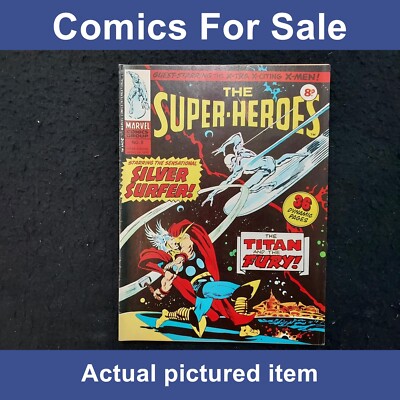 Super-Heroes #8 comic - Marvel UK 1975 - RARE key (LOT#12362)