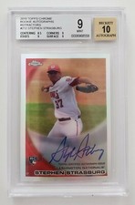 Stephen Strasburg 2010 Topps Chrome Refractor RC Rookie Card #212 BGS 9 Auto 10