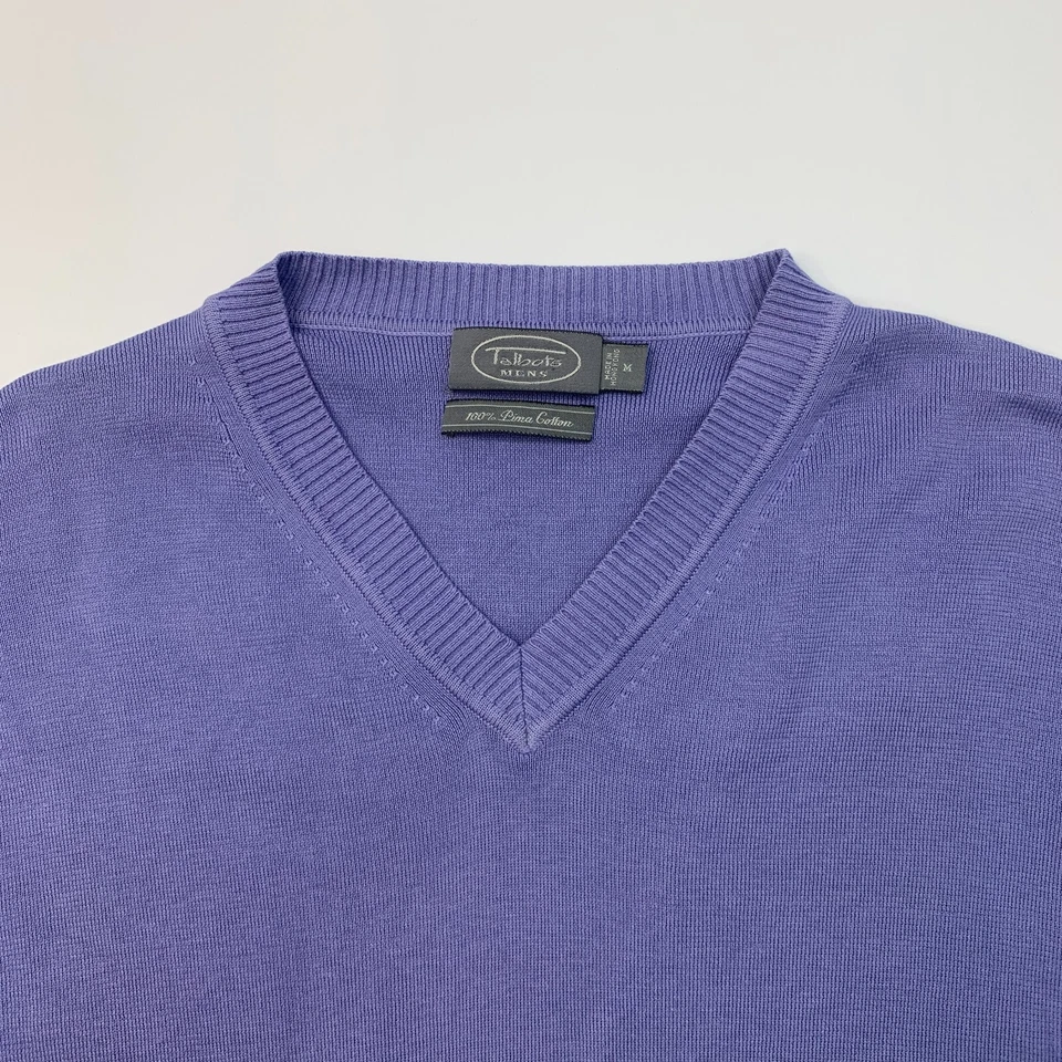 Talbots Sweater Mens M Medium Amethyst V Neck Pima Cotton Pullover Long Sleeve - Image 3 of 4