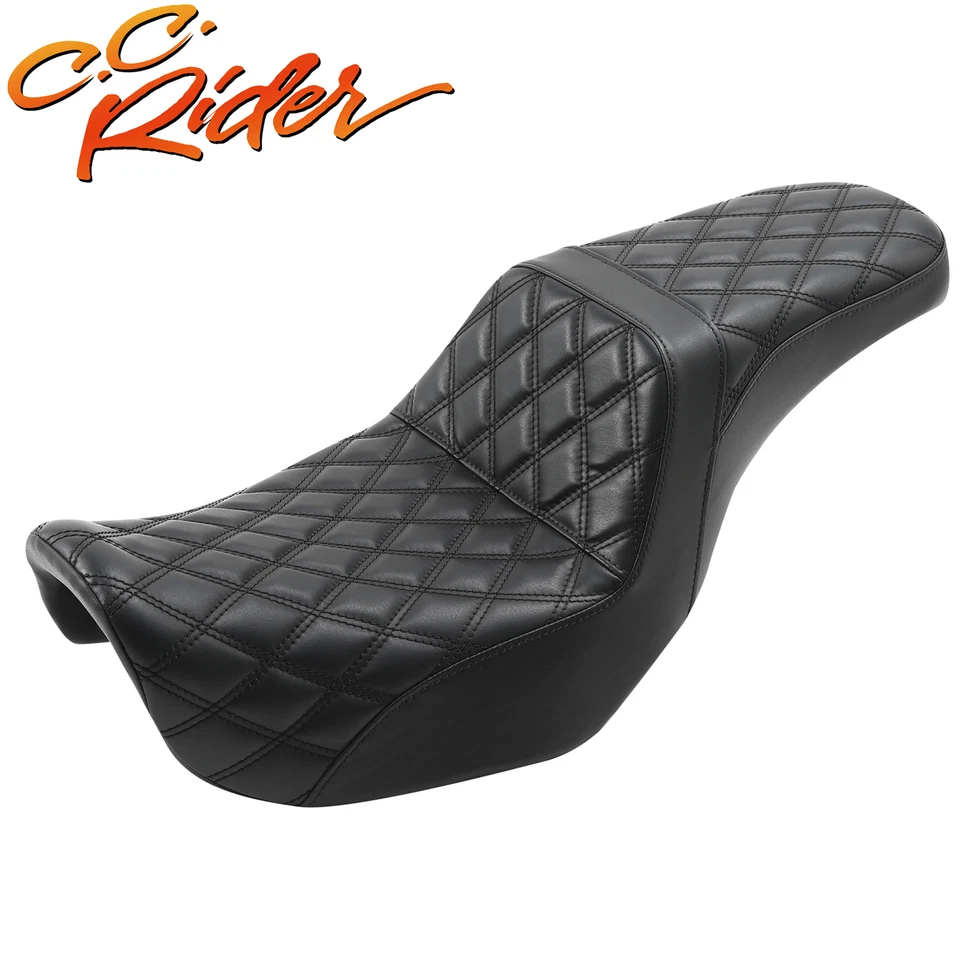 Asiento de conductor pasajero negro apto para Harley Dyna Super Glide Street Bob 2006-2017 Foto 2 de 4