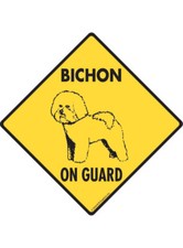 Warning Bichon On Guard - Beware Dog Aluminum Dog Sign or Vinyl Sticker