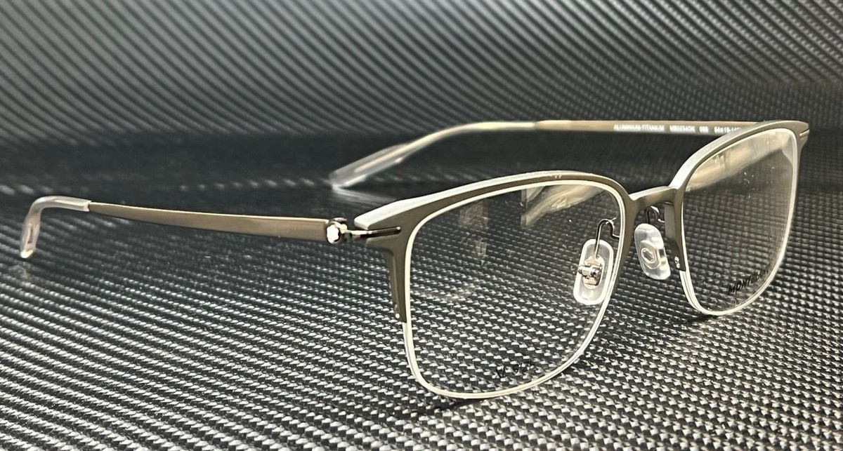 【美品】BLANC.. BE005 - SILVER MONT BLANC MB0234OK 005 Silver Titanium 54 mm XL Size Men's