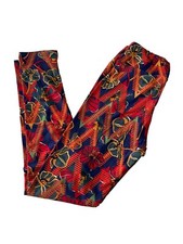 Lularoe OS One Size Leggings Soft Hibiscus Floral Red Blue Green NEW 1369