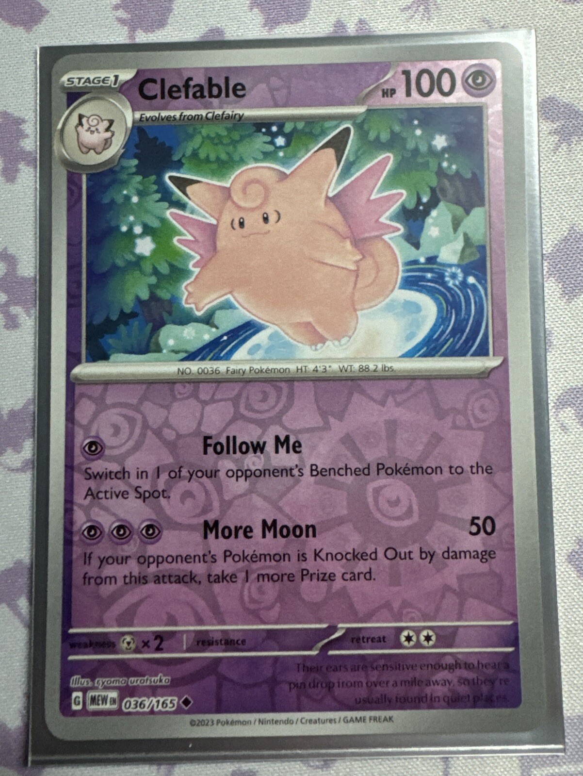 Pokemon 151 Clefable 036/165 Reverse Holo Card - NM