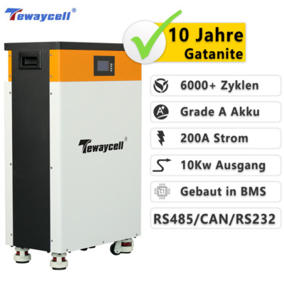 Tewaycell 15kwh 48V Solar Batteriespeicher 51,2V 300Ah LiFePO4 Lithium Speicher