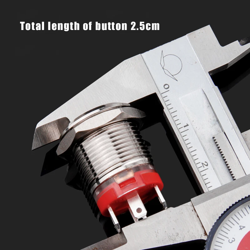 IP68 Metal Pushbutton Switch 16/19/22mm 15A/20A Momentary Latching Waterproof - Image 3 of 4