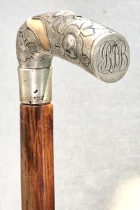walking cane stick hallmarked 1800 handle sterling late antique silver
