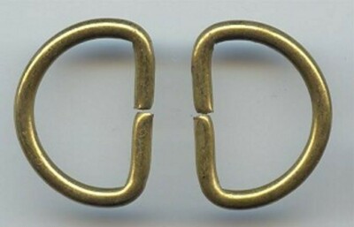 12 VINTAGE BRASS PLATED STEEL HALF CIRCLE 28x21mm. OPEN FINDINGS W403