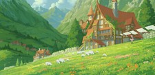 Anime digital art liuying jp landscape mountains cottage Play Gaming Mat Desk