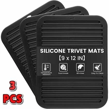 3 PCS Silicone Trivets, Heat Resistant Mat for Hot Pots, Non-Slip Potholders