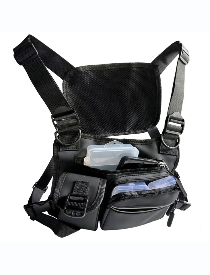 Chaleco de pecho ajustable bolsa cremallera multifuncional al aire libre senderismo entrenamiento deportes Foto 3 de 3