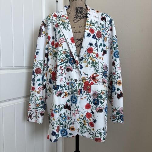 Clinton Kelly QVC White Multicolor Floral & Butterfly Blazer Jacket Sz 3X, NEW!