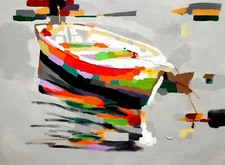 Boat #2,  36x48 100% Hand painted, Oil & Acrylic mixed on Giclee Canvas