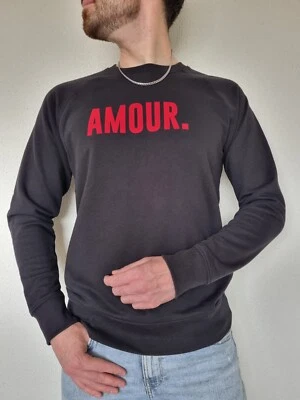 Pull Sweat Shirt Homme "Amour" Noir Et Rouge Monsieur Tshirt Taille M - Photo 1/4
