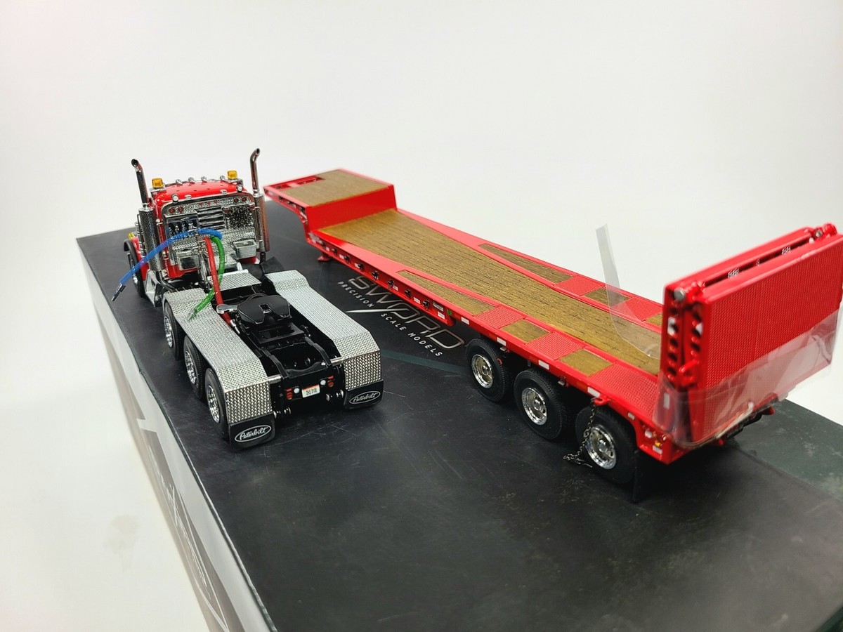 Peterbilt 379 with Nelson Ramp Trailer - Red - Sword 1:50 Scale