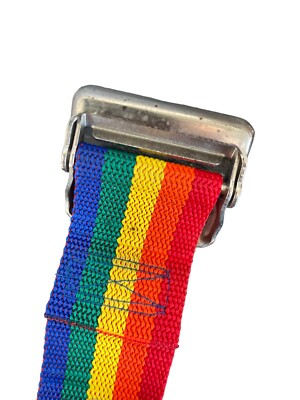 Sangle Pour Bagage Vintage 6 Pieds De Long - Couleurs Arc-en-ciel - Largeur 2 - Occasion